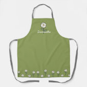 Green Apron for Women with Daisies Schort (Voorkant)