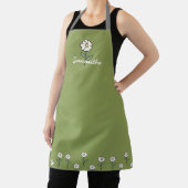 Green Apron for Women with Daisies Schort (Insitu)