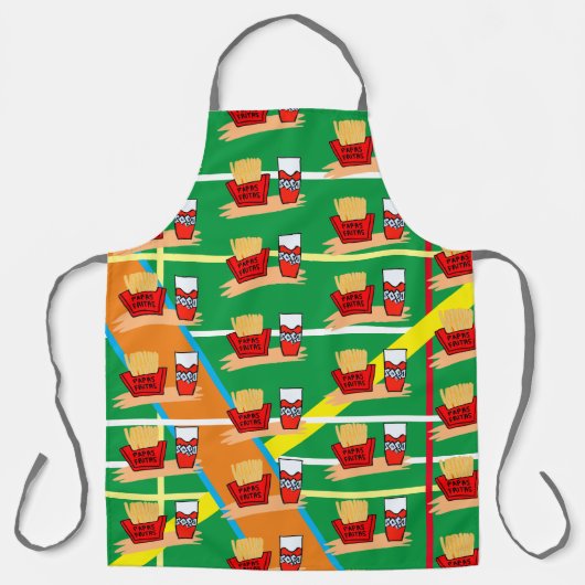 " green apron papa fritas y drink schort (Voorkant)