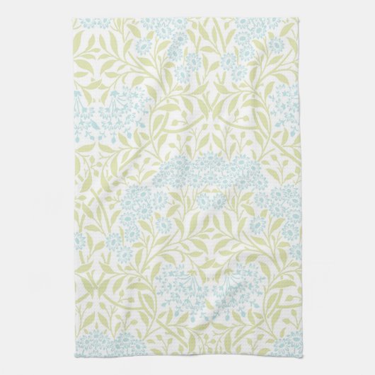 Green Aqua Floral Damask Pattern Theedoek (Verticaal)