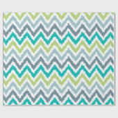 Green Aqua Gray Zigzags Ikat Pattern Cadeaupapier (Vlak)