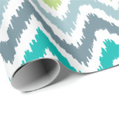 Green Aqua Gray Zigzags Ikat Pattern Cadeaupapier (Rol Hoek)