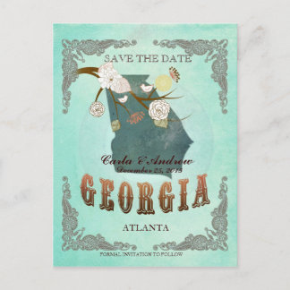 Green Aqua Save The Date -GA kaart met prachtige v