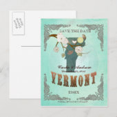 Green Aqua Save the Date - VT kaart met prachtige  (Voorkant / Achterkant)