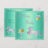 Green Aqua Unicorn Cake BIRTHDAY PARTY Kaart (Voorkant / Achterkant)
