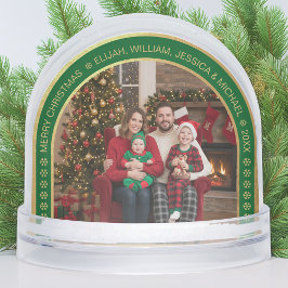 Green Arch Christmas Family Photo Faux Gold Foil  Sneeuwbol