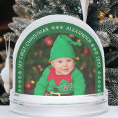 Green Arch First Christmas Baby Photo Snowflakes Sneeuwbol