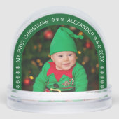Green Arch First Christmas Baby Photo Snowflakes Sneeuwbol (Voorkant)