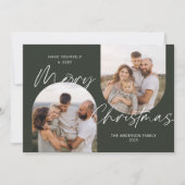 Green Arch Foto's Modern Elegant Kerstscript Feestdagenkaart (Voorkant)