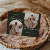 Green Arch Foto's Modern Elegant Kerstscript Feestdagenkaart