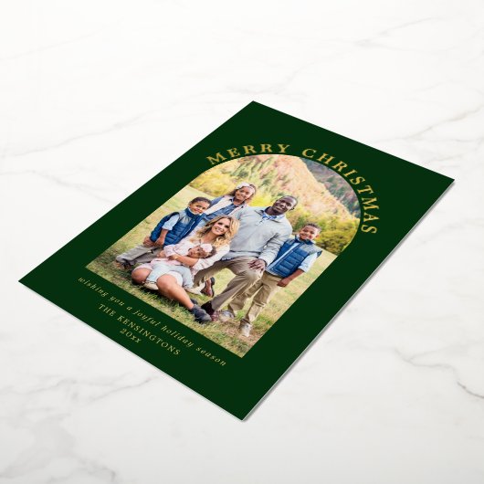 Green Arch Kerstfeestay Foto Folie Feestdagenkaart (Gedraaid)