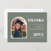 Green Arch Modern Photo Afstuderen Dank u Briefkaart (Voorkant / Achterkant)