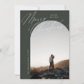 Green Arch Photo Clean Script Typografie Kerstmis Feestdagenkaart (Voorkant)