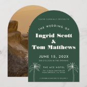 Green Arched Minimalist Tropics Wedding Kaart (Voorkant / Achterkant)