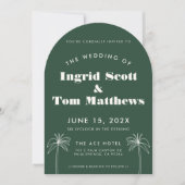 Green Arched Minimalist Tropics Wedding Kaart (Voorkant)