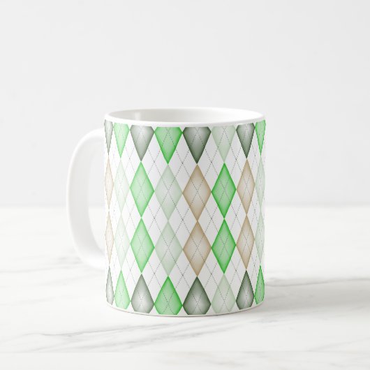 Green Argyle Coffee Mok (Voorkant links)