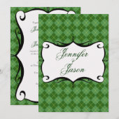 Green Argyle Diamond Pattern Wedding Invitting Kaart (Voorkant / Achterkant)