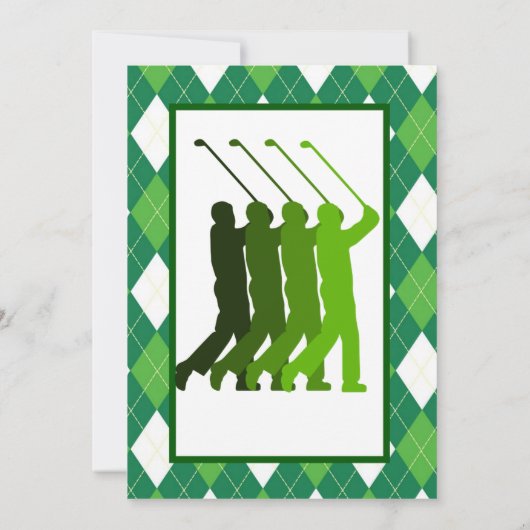 Green Argyle en Golf Party Kaart (Achterkant)