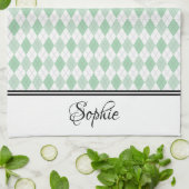 Green Argyle gepersonaliseerd Theedoek (Gevouwen)
