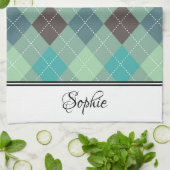 Green Argyle gepersonaliseerd Theedoek (Gevouwen)
