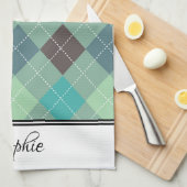 Green Argyle gepersonaliseerd Theedoek (Quarter Fold)