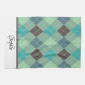 Green Argyle gepersonaliseerd Theedoek (Horizontaal)