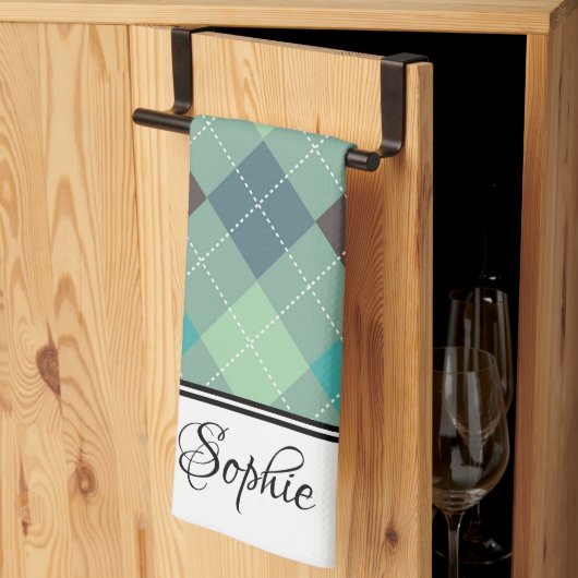 Green Argyle gepersonaliseerd Theedoek (Derde Gevouwen)