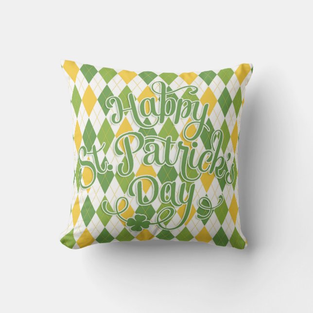 Green Argyle - Happy St. Patrick's Day Kussen (Voorkant)