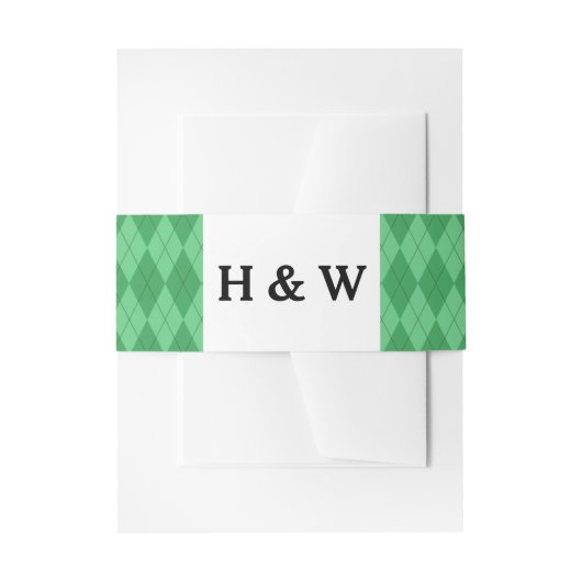 Green Argyle Invitation Belly Band Uitnodigingen Wikkel (Voorkant Voorbeeld)