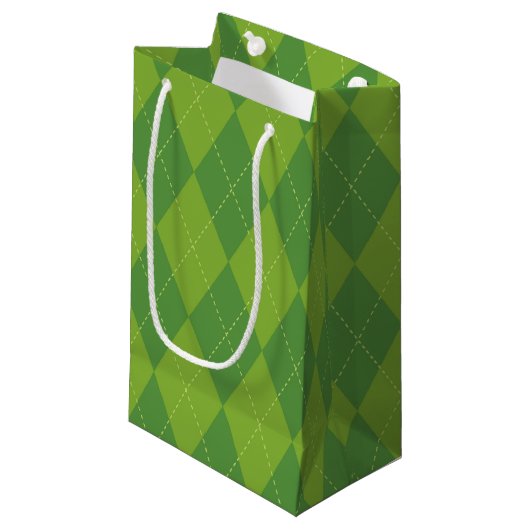 Green Argyle Klein Cadeauzakje (Voorkant Gekanteld)