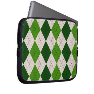 Green Argyle Laptop Sleeve