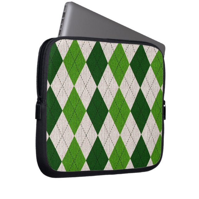 Green Argyle Laptop Sleeve (Voorkant Rechts)