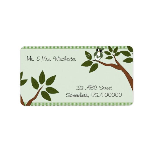 Green Argyle Love Owl Etiket (Voorkant)