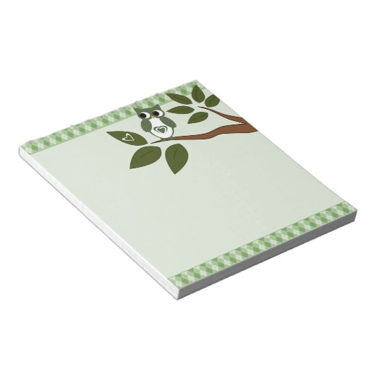 Green Argyle Love Owl Notitieblok (Schuin)