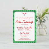 Green Argyle Mini Golf Kids Birthday Uitnodigingen (Staand voorkant)