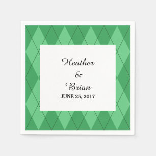 Green Argyle Paper Napkins Servetten