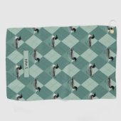 Green Argyle Patroon Zwemmen Loon Lake Vogels Naam Golfhanddoek (Horizontaal)