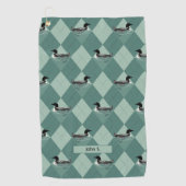 Green Argyle Patroon Zwemmen Loon Lake Vogels Naam Golfhanddoek (Voorkant)