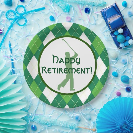 Green Argyle Pattern en Golf Party Papieren Bordje (Feest)