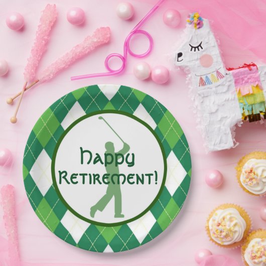 Green Argyle Pattern en Golf Party Papieren Bordje (Feest)