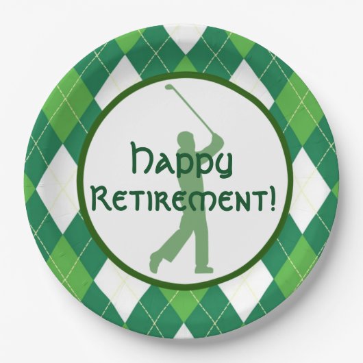 Green Argyle Pattern en Golf Party Papieren Bordje (Voorkant)