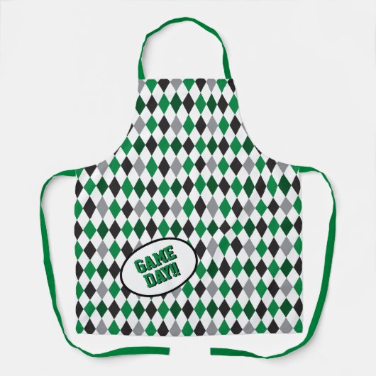 Green Argyle Pattern Game Day Schort (Voorkant)