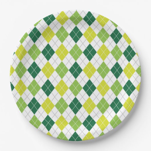 Green Argyle Pattern Papieren Bordje (Voorkant)