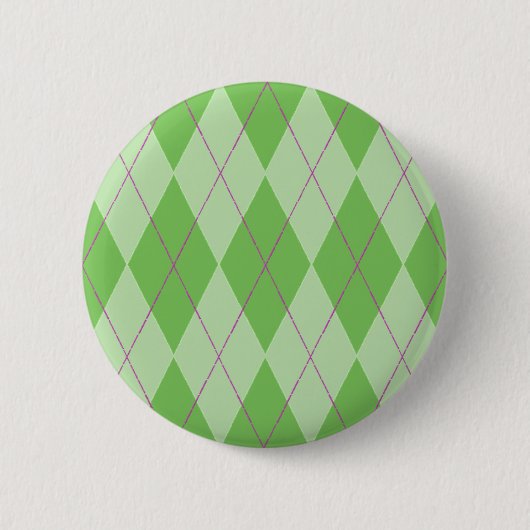 Green Argyle Ronde Button 5,7 Cm (Voorkant)