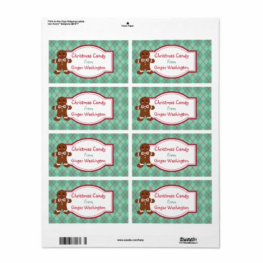 Green Argyle Snoep Labels (Full Sheet)