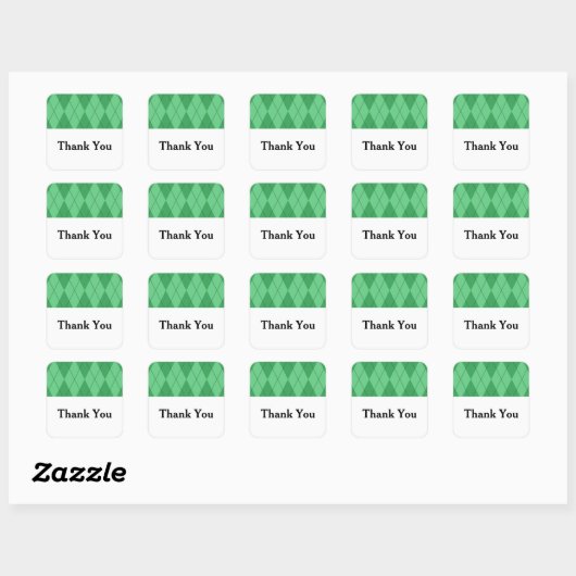 Green Argyle Wedding Bedankt Stickers (Vel)