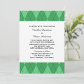 Green Argyle Wedding Invite Kaart (Staand voorkant)