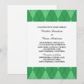 Green Argyle Wedding Invite Kaart (Voorkant / Achterkant)
