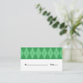 Green Argyle Wedding Place Card Plaatskaartje (Staand voorkant)