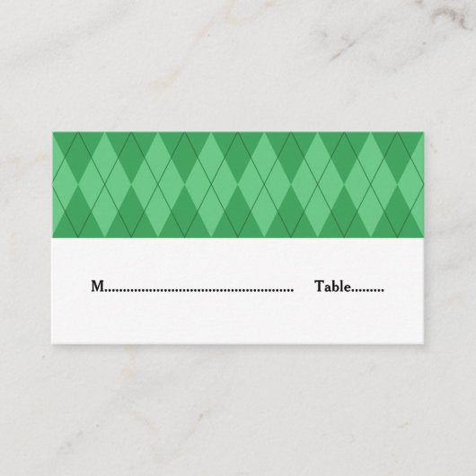 Green Argyle Wedding Place Card Plaatskaartje (Voorkant)